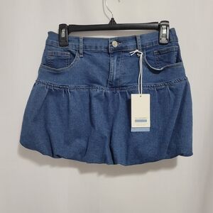 No Comment Blue Denim Bubble Mini Skirt. Size M. New with tags.